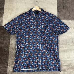 William Murray‎ Shirt Mens M Blue Graphic Print Performance Golf Loud AOP